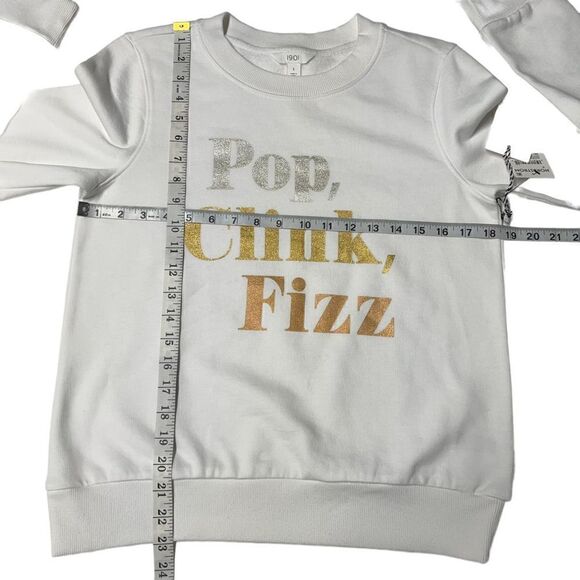 1901 Sweatshirt White New Years Glitter Pop Clink Fizz Silver Gold Bronze Small - Picture 7 of 10